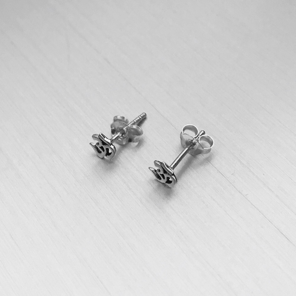 Sterling Silver Tiny Om Stud Earrings - image 3